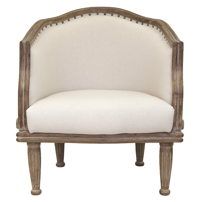 Кресло низкое с мягкой обивкой из льна на 4-х деревянных ножках Emile Armchair beige Бежевый Коричневый Кресло низкое с мягкой обивкой из льна на 4-х деревянных ножках Emile Armchair beige Бежевый Коричневый в Костроме | Loft Concept