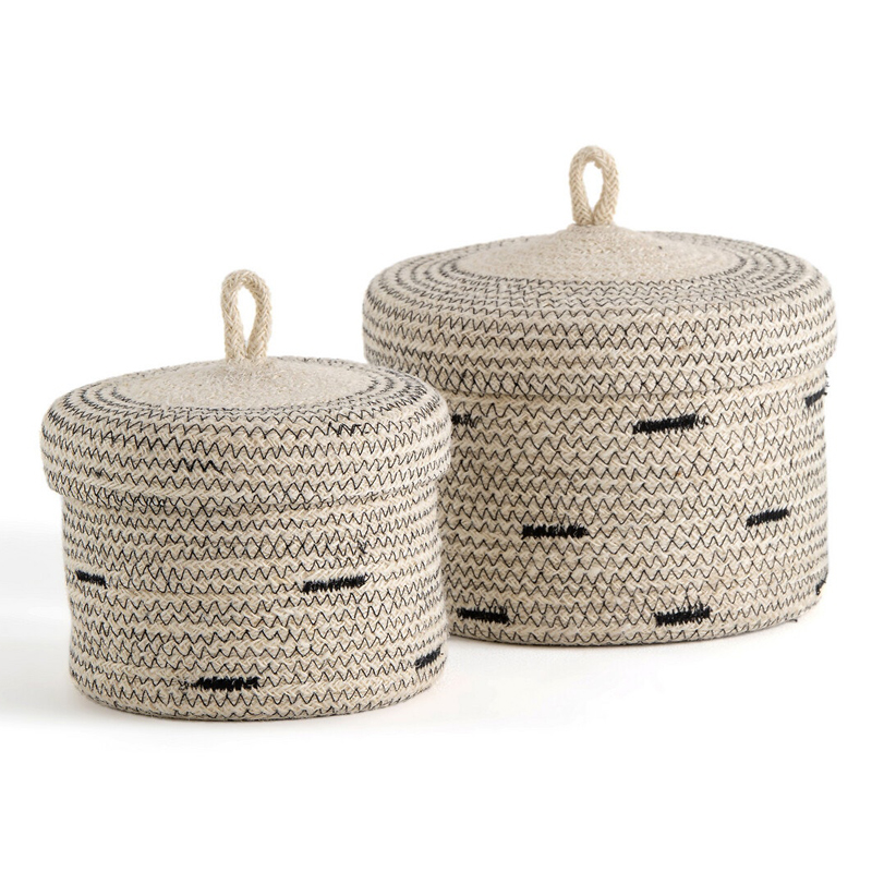 Комплект корзин из джута Wicker Baskets Черный Бежевый Комплект корзин из джута Wicker Baskets Черный Бежевый в Костроме | Loft Concept