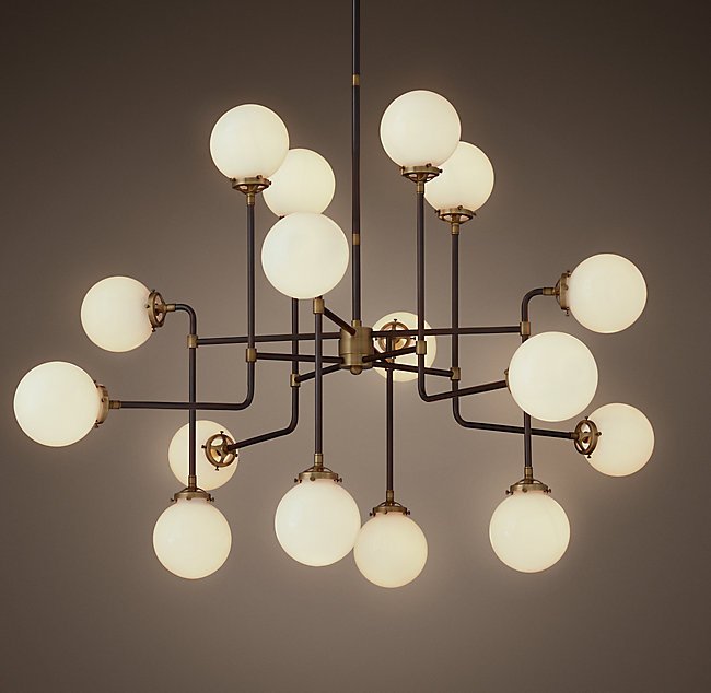 Люстра Bistro Globe Clear Glass Chandelier 16 Milk Черный Люстра Bistro Globe Clear Glass Chandelier 16 Milk Черный в Костроме | Loft Concept