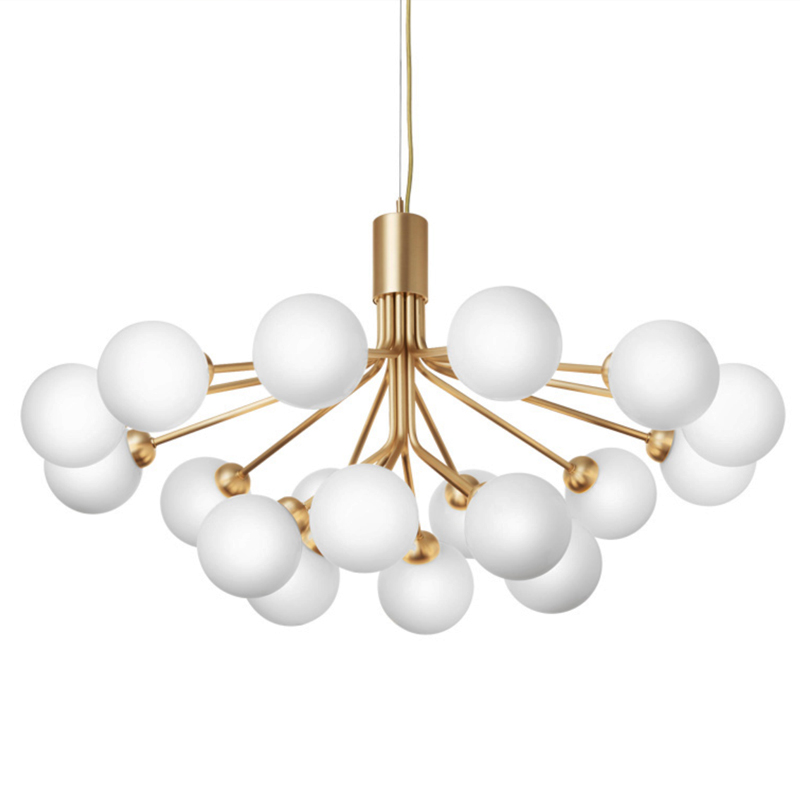 Люстра Berries Chandelier White Balloons Gold 18 Золотой Белое матовое стекло Люстра Berries Chandelier White Balloons Gold 18 Золотой Белое матовое стекло в Костроме | Loft Concept