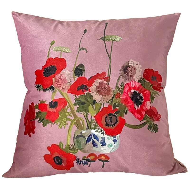 Декоративная подушка Red Poppy Flowers Pillow Розовый Красный Мульти Декоративная подушка Red Poppy Flowers Pillow Розовый Красный Мульти в Костроме | Loft Concept