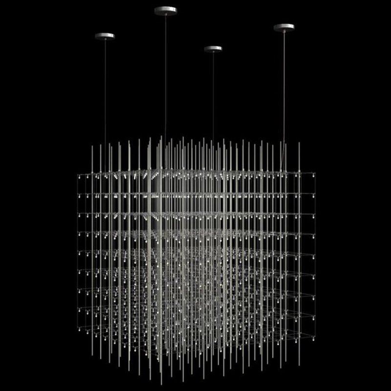 Светодиодная Люстра Куб Universe Square Glass by Quasar 80 см Серебряный Светодиодная Люстра Куб Universe Square Glass by Quasar 80 см Серебряный в Костроме | Loft Concept
