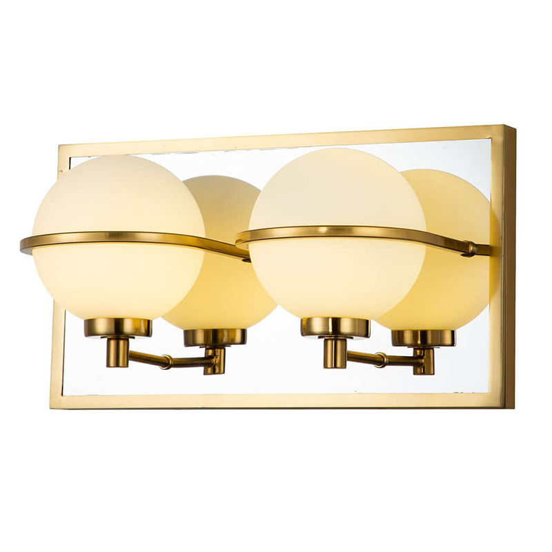 Бра Two Balls Reflection Wall Lamp Латунь Белый Бра Two Balls Reflection Wall Lamp Латунь Белый в Костроме | Loft Concept