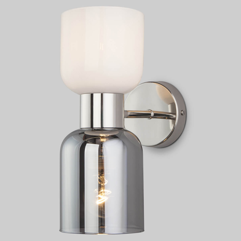 Бра Light maker studio Sconce white and smok Никель Стекло Смок Белый Бра Light maker studio Sconce white and smok Никель Стекло Смок Белый в Костроме | Loft Concept