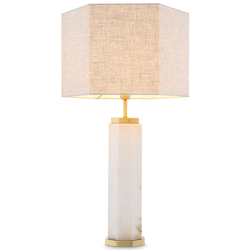 Настольная лампа Eichholtz Table Lamp Newman Alabaster Латунь Серый Белый Настольная лампа Eichholtz Table Lamp Newman Alabaster Латунь Серый Белый в Костроме | Loft Concept