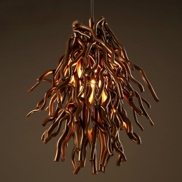 Подвесной светильник Old Wicker Pendant Broom Коричневый Подвесной светильник Old Wicker Pendant Broom Коричневый в Костроме | Loft Concept