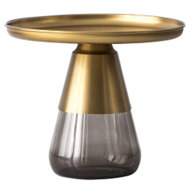 Круглый приставной стол Classico Round Grey Side Table High Серый Латунь Круглый приставной стол Classico Round Grey Side Table High Серый Латунь в Костроме | Loft Concept