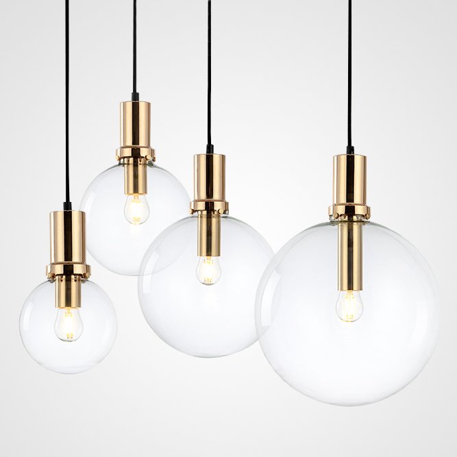 Подвесной светильник Glass Globe Gold Прозрачное Стекло Золотой Подвесной светильник Glass Globe Gold Прозрачное Стекло Золотой в Костроме | Loft Concept