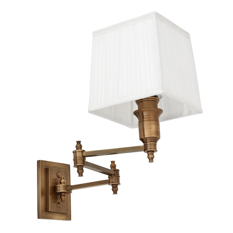 Бра Wall Lamp Lexington Swing Brass+White Латунь Античная полированная Белый Бра Wall Lamp Lexington Swing Brass+White Латунь Античная полированная Белый в Костроме | Loft Concept