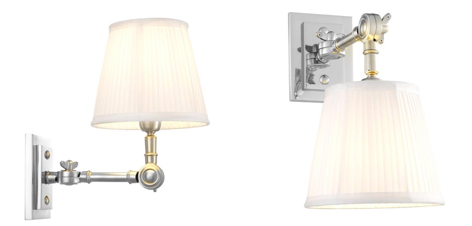 Бра Wall Lamp Wentworth Single Nickel+White Бра Wall Lamp Wentworth Single Nickel+White - Loft-Concept в Костроме