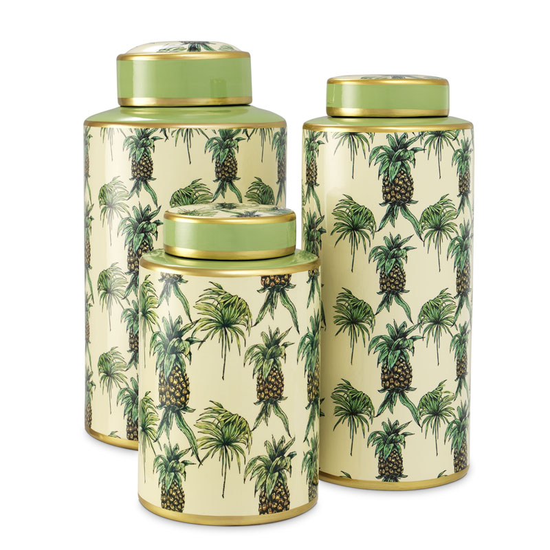Комплект Ваз Eichholtz JAR PINEAPPLE SET OF 3 Бежевый Золотой Зеленый Комплект Ваз Eichholtz JAR PINEAPPLE SET OF 3 Бежевый Золотой Зеленый в Костроме | Loft Concept