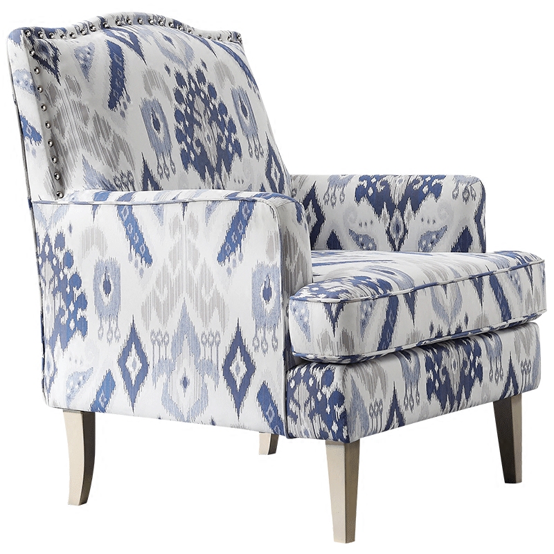 Кресло Armchair Ornament Blue Ikat Белый Светло-синий Бежевый Кресло Armchair Ornament Blue Ikat Белый Светло-синий Бежевый в Костроме | Loft Concept