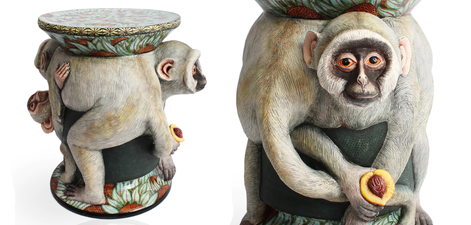 Табурет Обезьяна с фруктом ручная работа Monkey Side Table Табурет Обезьяна с фруктом ручная работа Monkey Side Table - Loft-Concept в Костроме