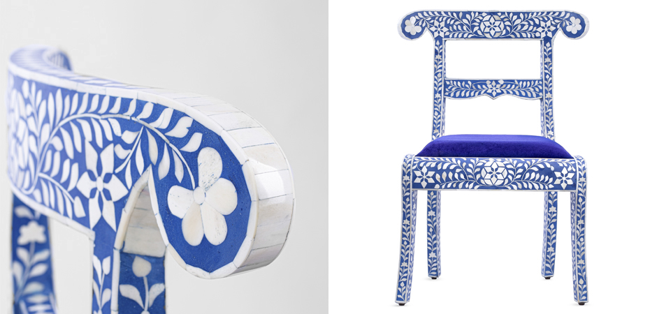 Стул инкрустация костью Bone Inlay Chairs синий Стул инкрустация костью Bone Inlay Chairs синий - Loft-Concept в Костроме
