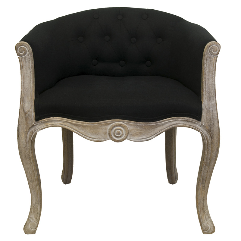 Кресло низкое в стиле прованс Louis French Armchair black flax Черный Бежево-серый Кресло низкое в стиле прованс Louis French Armchair black flax Черный Бежево-серый в Костроме | Loft Concept