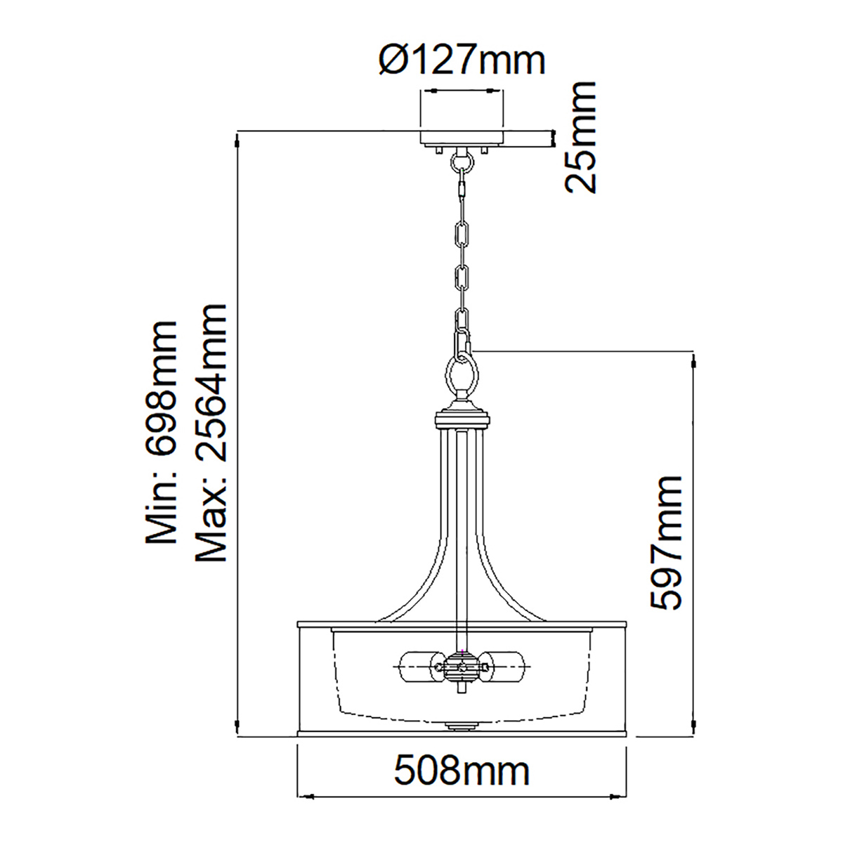 Люстра подвесная с двойным круглым плафоном из органзы и матового стекла Kichler в Костроме