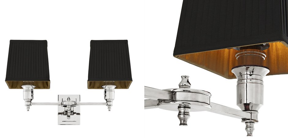 Бра Wall Lamp Lexington Double Nickel+Black Бра Wall Lamp Lexington Double Nickel+Black - Loft-Concept в Костроме