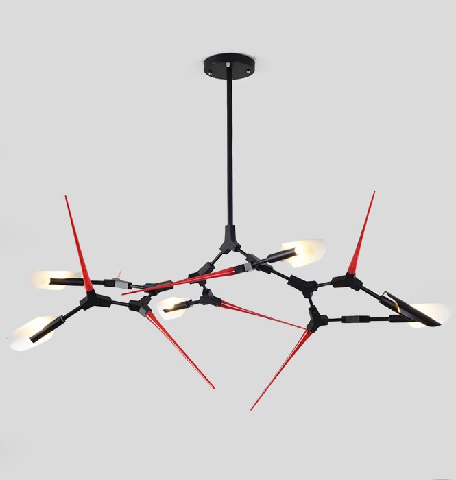 Люстра Red Spikes Chandelier 6 Черный Красный Люстра Red Spikes Chandelier 6 Черный Красный в Костроме | Loft Concept
