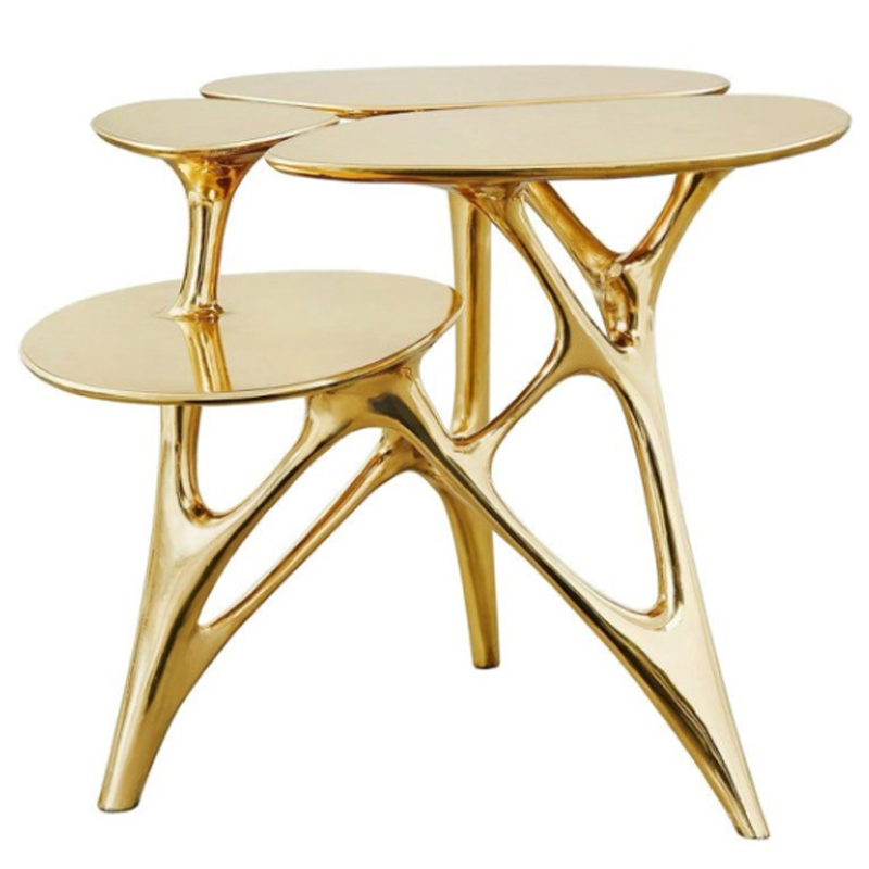 Дизайнерский приставной столик Lotus Small Side Table or End Table Brass by Zhipeng Tan Золотой Дизайнерский приставной столик Lotus Small Side Table or End Table Brass by Zhipeng Tan Золотой в Костроме | Loft Concept