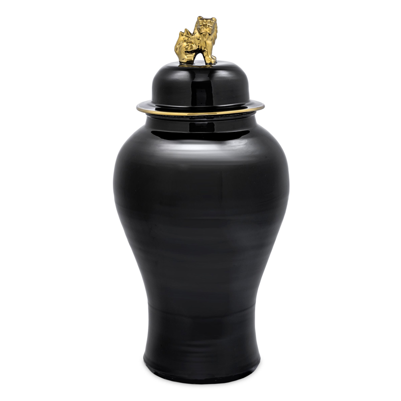 Ваза с крышкой Eichholtz Vase Golden Dragon S Черный Глянцевое золото Ваза с крышкой Eichholtz Vase Golden Dragon S Черный Глянцевое золото в Костроме | Loft Concept