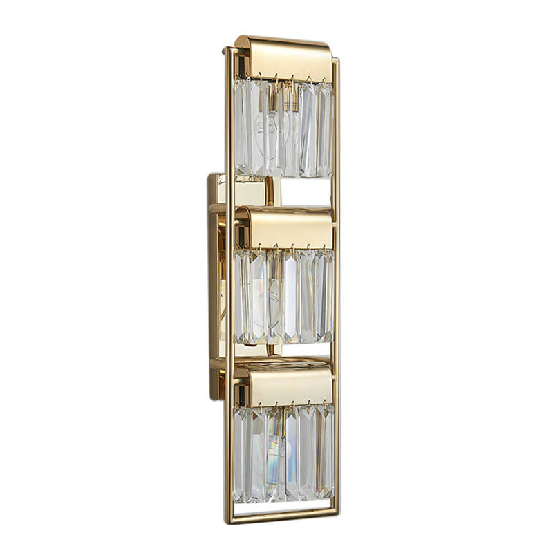Бра Crystal Pendants gold 3 Глянцевое золото Прозрачное Стекло Бра Crystal Pendants gold 3 Глянцевое золото Прозрачное Стекло в Костроме | Loft Concept