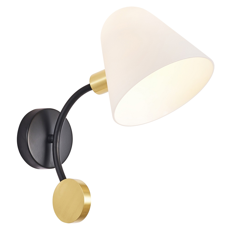 Бра с белым матовым плафоном Wind Bells Белый Золотой Черный Бра с белым матовым плафоном Wind Bells Белый Золотой Черный в Костроме | Loft Concept