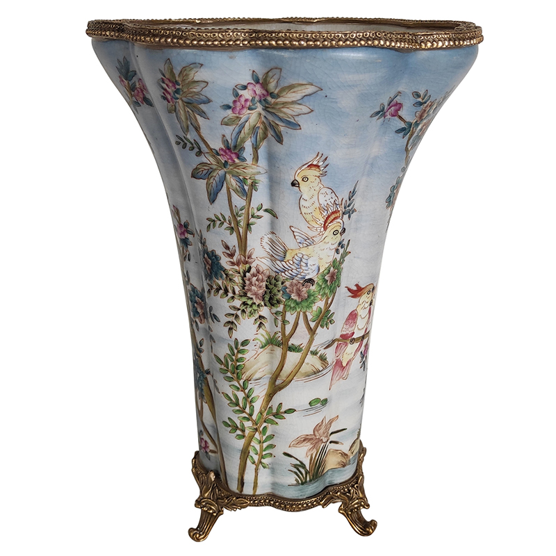 Ваза Blue Vase Parrots Bronze Edging Бронза Мульти Голубой Ваза Blue Vase Parrots Bronze Edging Бронза Мульти Голубой в Костроме | Loft Concept