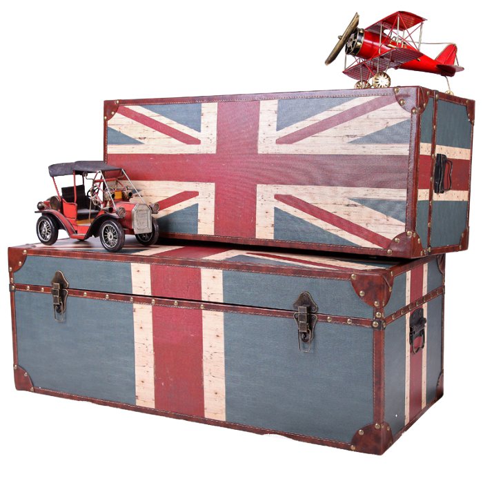 Сундук Union Jack Wooden Серый шифер Красный Сундук Union Jack Wooden Серый шифер Красный в Костроме | Loft Concept