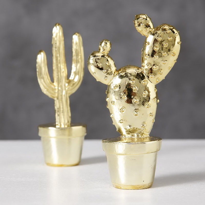 Набор статуэток Golden Cactus Figurine Золотой Набор статуэток Golden Cactus Figurine Золотой в Костроме | Loft Concept