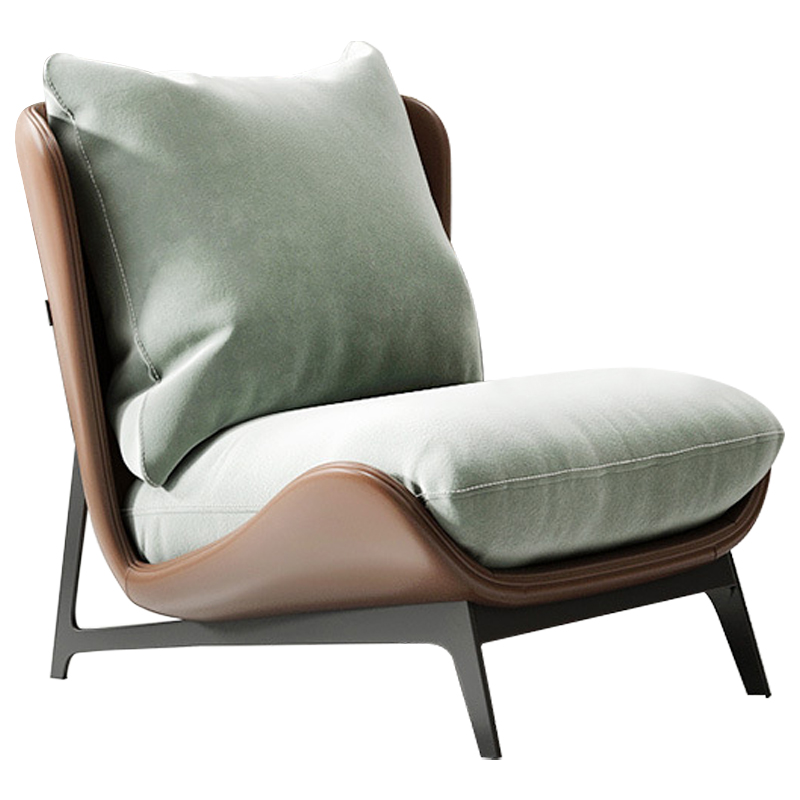 Кресло Maxwell Green Textile Leather Armchair Зеленый шалфей Коричневый Черный Кресло Maxwell Green Textile Leather Armchair Зеленый шалфей Коричневый Черный в Костроме | Loft Concept
