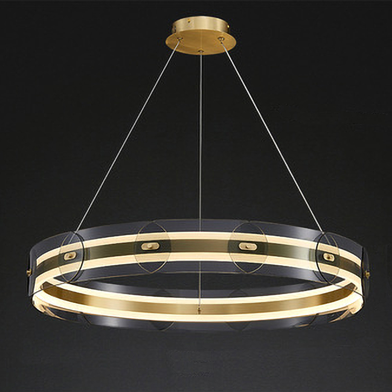 Люстра Gold ring horizontal chandelier Прозрачный Латунь Люстра Gold ring horizontal chandelier Прозрачный Латунь в Костроме | Loft Concept