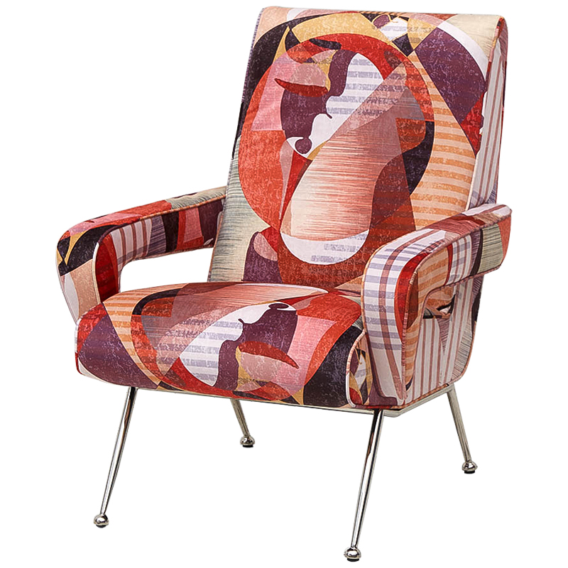 Кресло Face Geometric Print Armchair Мульти Красный Серебряный Кресло Face Geometric Print Armchair Мульти Красный Серебряный в Костроме | Loft Concept