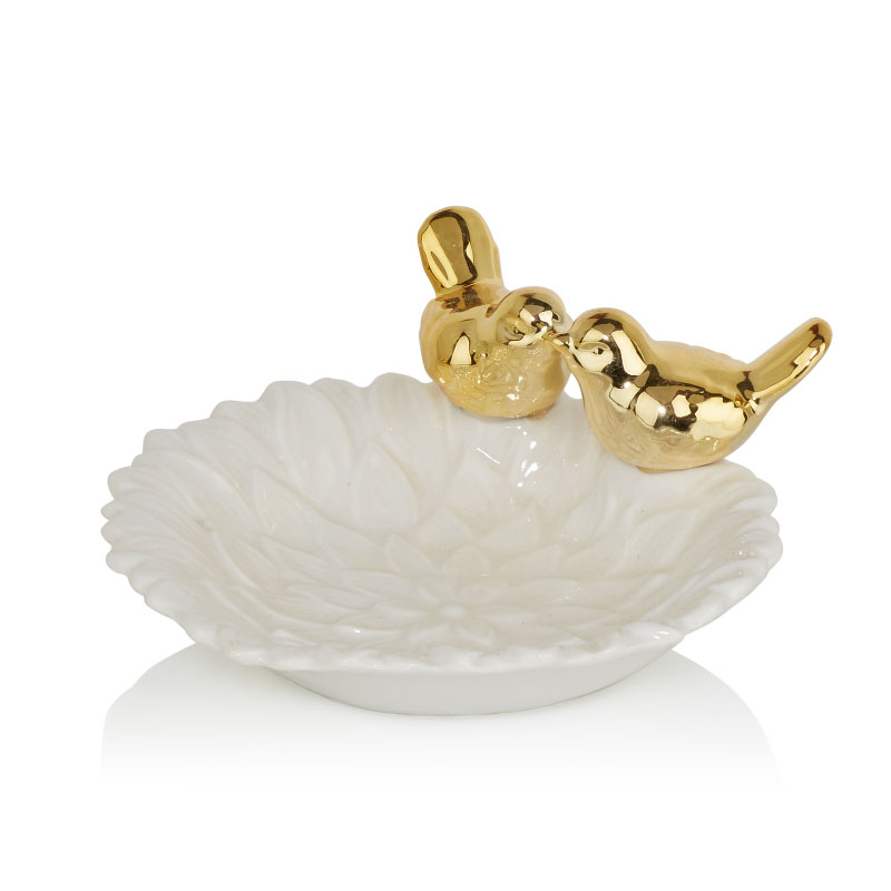 Блюдо Decorative Dish Birds Kiss Белый Глянцевое золото Блюдо Decorative Dish Birds Kiss Белый Глянцевое золото в Костроме | Loft Concept