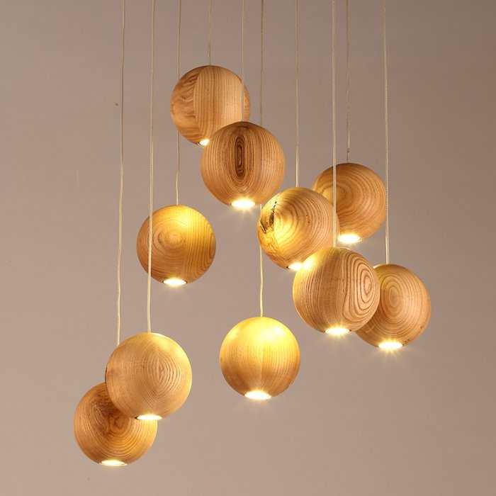 Подвесной светильник Lofter Wooden Sphere Белый дуб Подвесной светильник Lofter Wooden Sphere Белый дуб в Костроме | Loft Concept