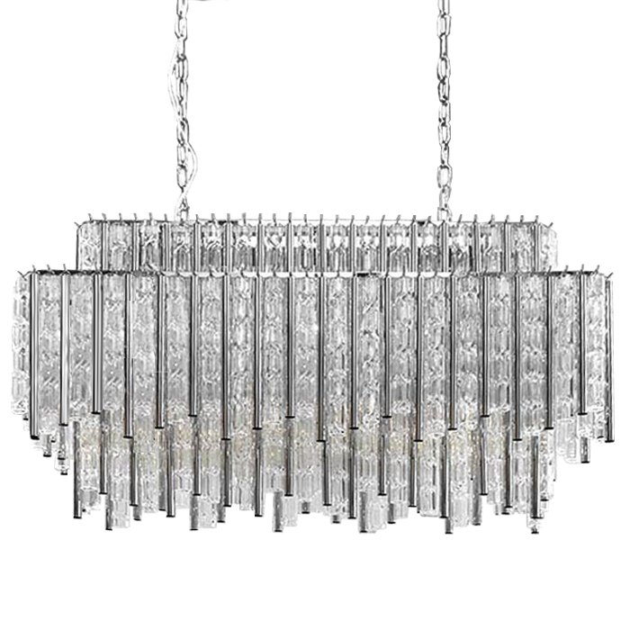 Люстра Chandelier Gigi Rectangle Хром Прозрачное Стекло Люстра Chandelier Gigi Rectangle Хром Прозрачное Стекло в Костроме | Loft Concept