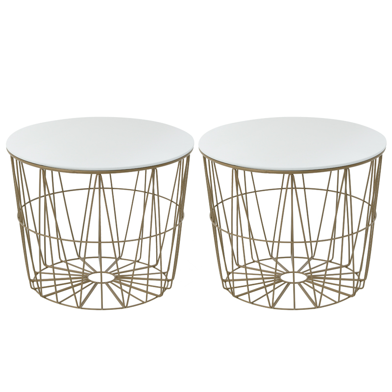 Комплект приставных столов Nieves Gold Table Золотой Белый Комплект приставных столов Nieves Gold Table Золотой Белый в Костроме | Loft Concept