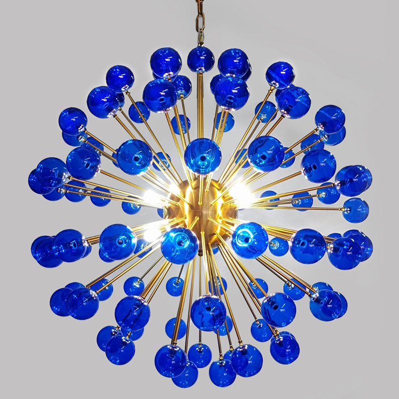 Люстра BLUE MURANO SPUTNIK DV5513 Латунь Синий Люстра BLUE MURANO SPUTNIK DV5513 Латунь Синий в Костроме | Loft Concept