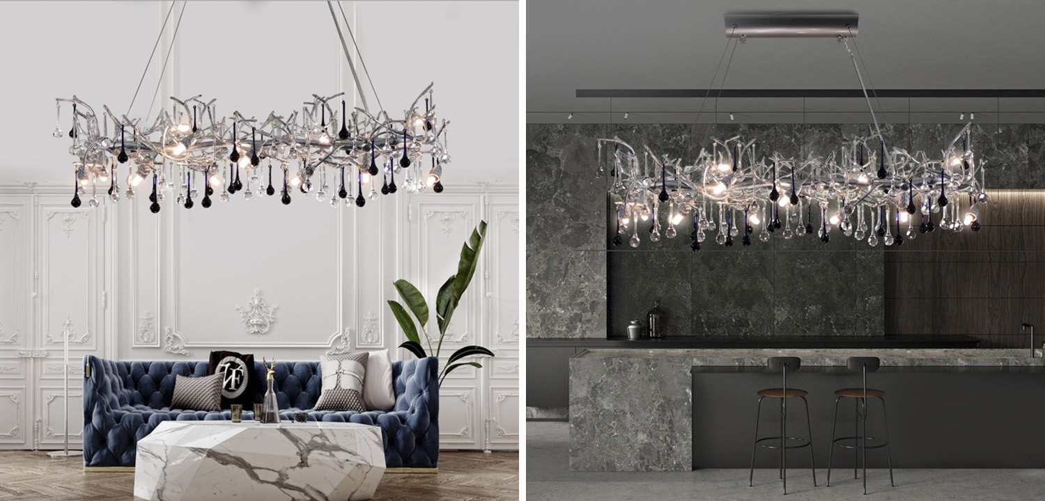 Люстра Waterfall Chandelier Crystal Silver Drops - фото