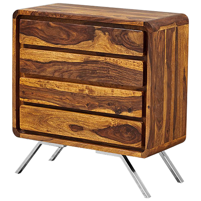 Комод деревянный на металлических ножках Liam Wood Commode Коричневый Хром Комод деревянный на металлических ножках Liam Wood Commode Коричневый Хром в Костроме | Loft Concept