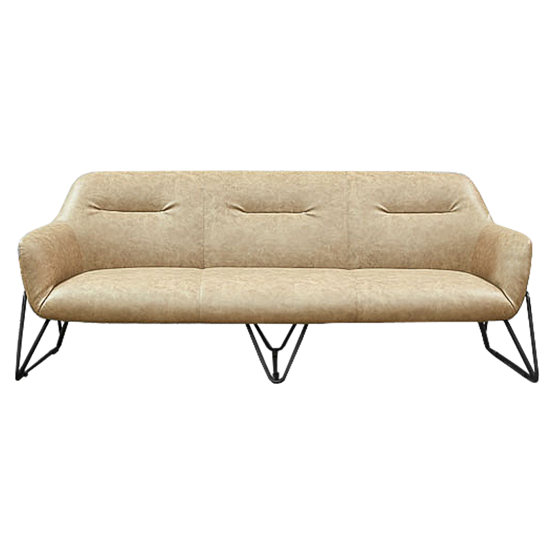 Диван Triangular Legs Triple Sofa Бежевый Черный Диван Triangular Legs Triple Sofa Бежевый Черный в Костроме | Loft Concept