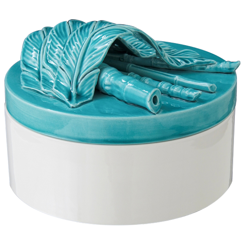 Шкатулка Ceramic Feathers Бирюзовый Белый Шкатулка Ceramic Feathers Бирюзовый Белый в Костроме | Loft Concept
