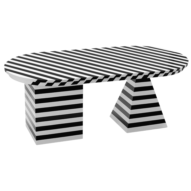 Обеденный стол Dining Table Striped Geometry Черно-белый Обеденный стол Dining Table Striped Geometry Черно-белый в Костроме | Loft Concept