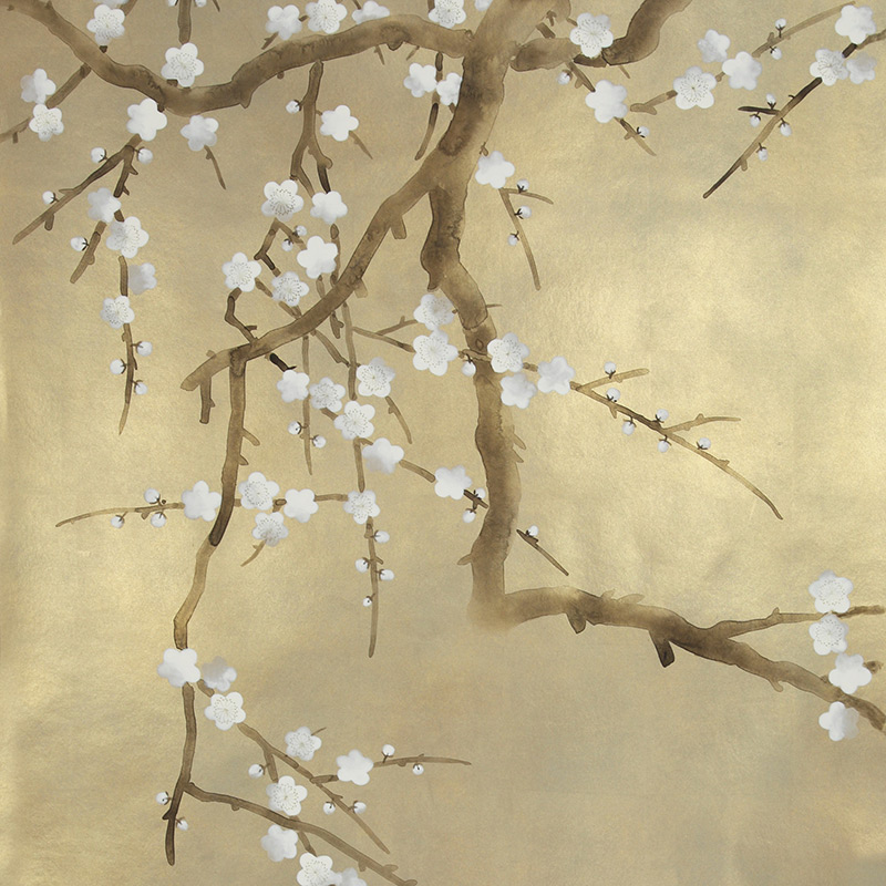 Обои ручная роспись Plum Blossom Colourway SC-231 on Krugerrand gilded paper Обои ручная роспись Plum Blossom Colourway SC-231 on Krugerrand gilded paper в Костроме | Loft Concept
