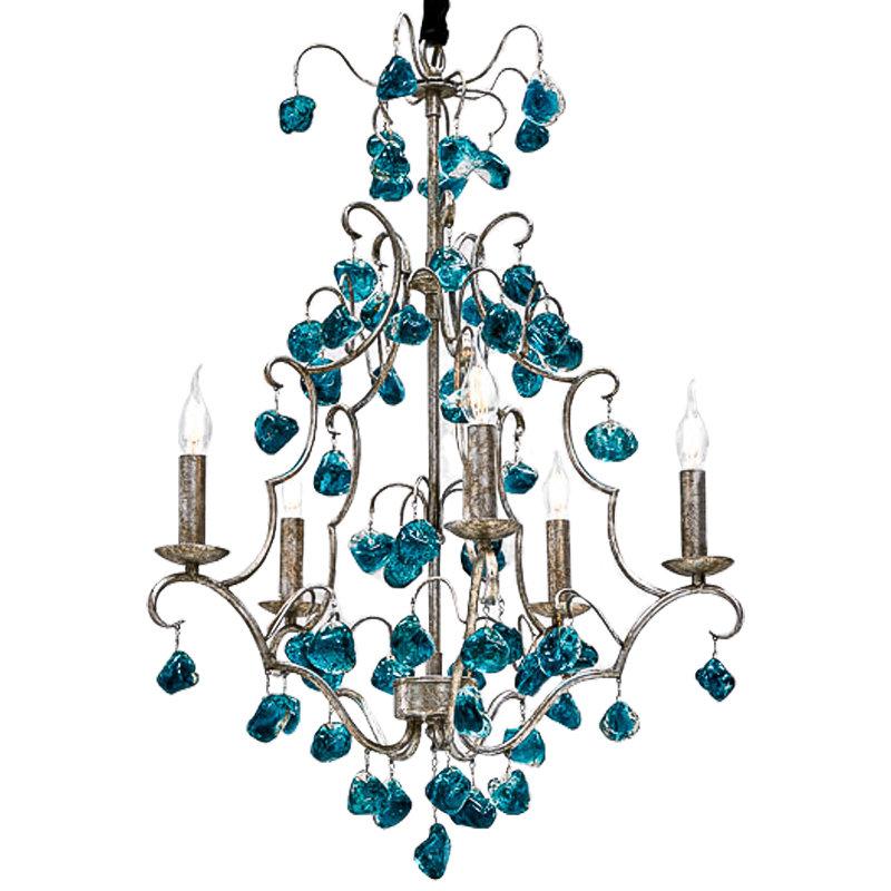 Люстра Crystal Blue Cupertino Chandelier 55 Морская синь Серебро винтаж Люстра Crystal Blue Cupertino Chandelier 55 Морская синь Серебро винтаж в Костроме | Loft Concept