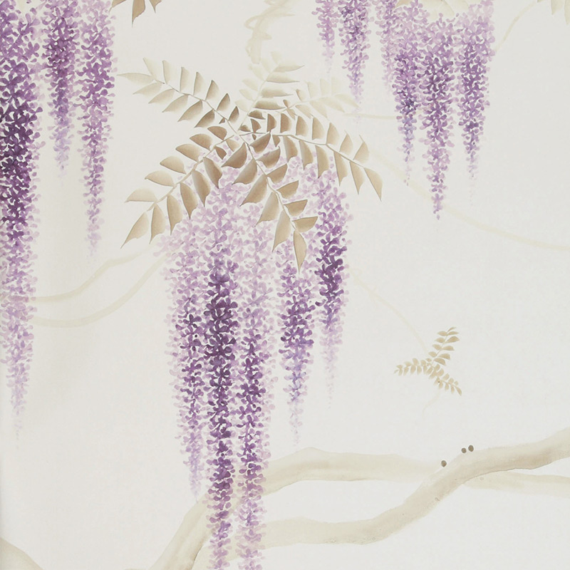 Обои в японском стиле Wisteria Colourway SC-247 on Natural Mica metallic silk Обои в японском стиле Wisteria Colourway SC-247 on Natural Mica metallic silk в Костроме | Loft Concept