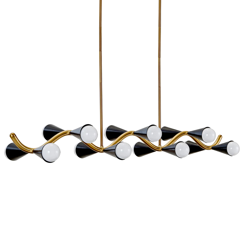 Линейная люстра Jonathan Adler CARACAS WAVE CHANDELIER Латунь Черный Линейная люстра Jonathan Adler CARACAS WAVE CHANDELIER Латунь Черный в Костроме | Loft Concept