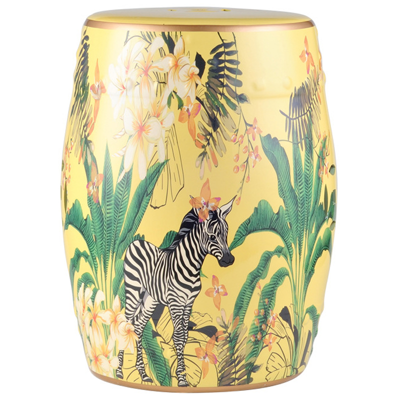 Керамический табурет Zebra Tropical Animal Ceramic Stool Yellow Желтый Черно-белый Зеленый Керамический табурет Zebra Tropical Animal Ceramic Stool Yellow Желтый Черно-белый Зеленый в Костроме | Loft Concept