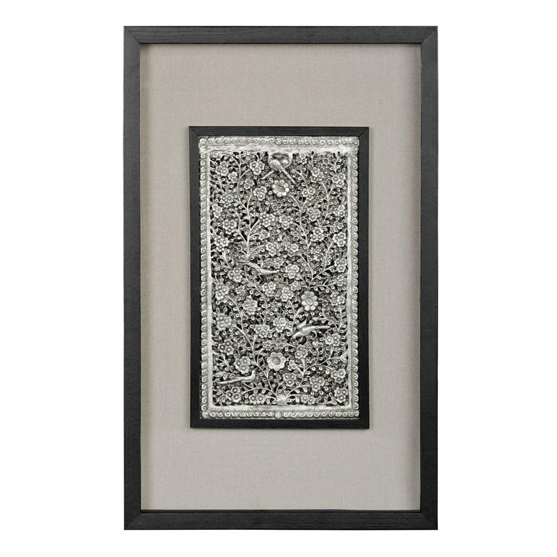 Панно Valene Silver Flowers 80 Черный Серебряный Коричневый Панно Valene Silver Flowers 80 Черный Серебряный Коричневый в Костроме | Loft Concept