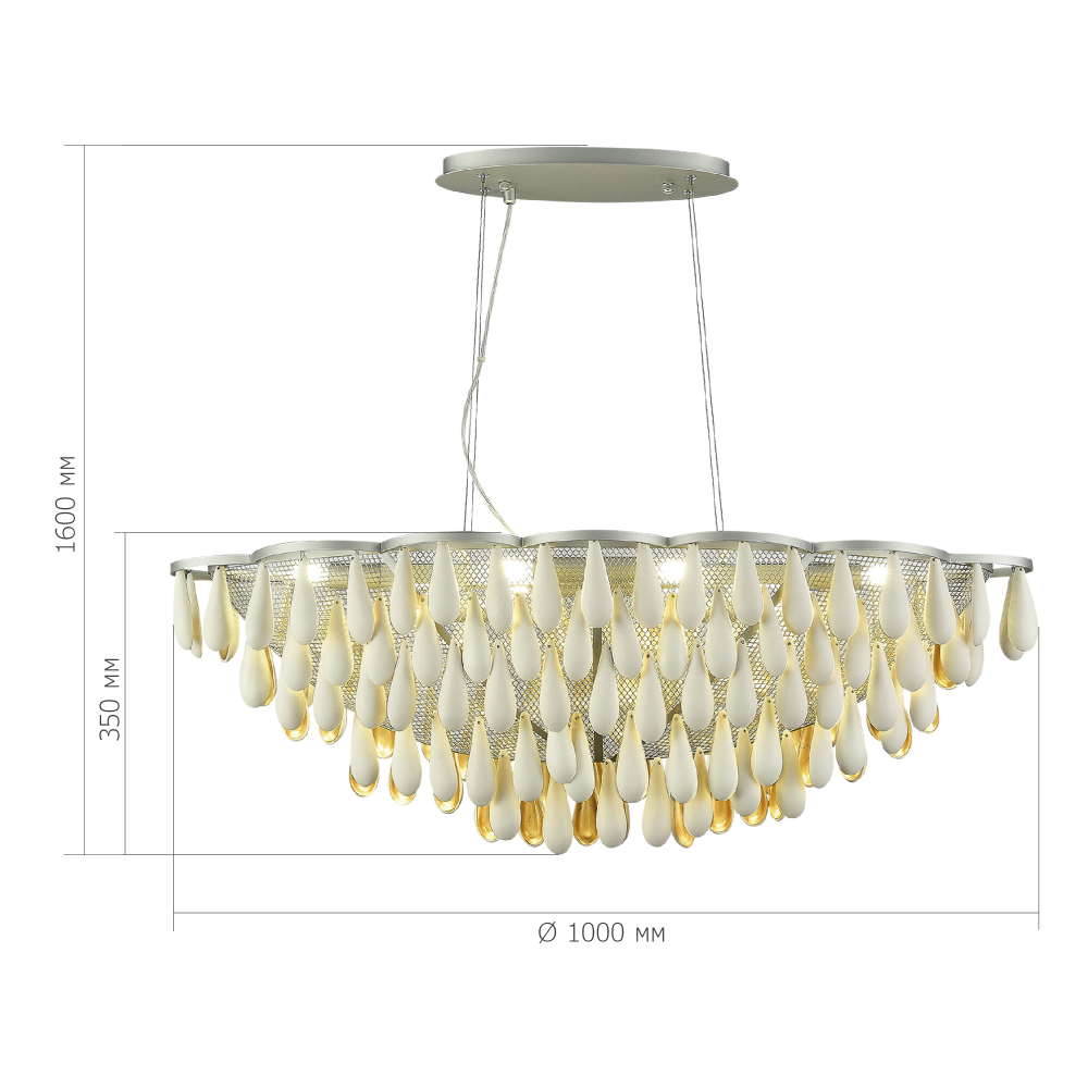 Люстра с подвесками в форме капель на серебристом каркасе Raindrop в Костроме