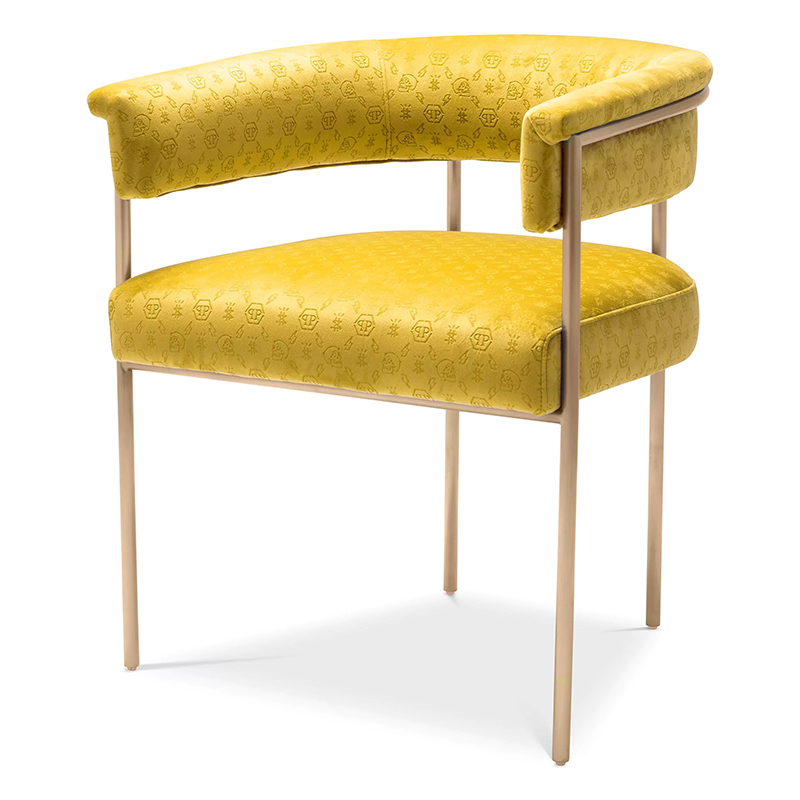 Стул Philipp Plein Dining Chair Monogram Жёлтый Желтый Золотой Стул Philipp Plein Dining Chair Monogram Жёлтый Желтый Золотой в Костроме | Loft Concept
